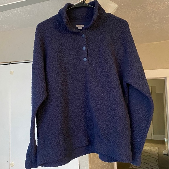 aerie Tops - Navy Sherpa pullover